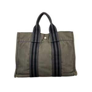 Hermès Women's Gray w Silver Metal Authentic Fourre Tout Canvas Mini Tote Bag